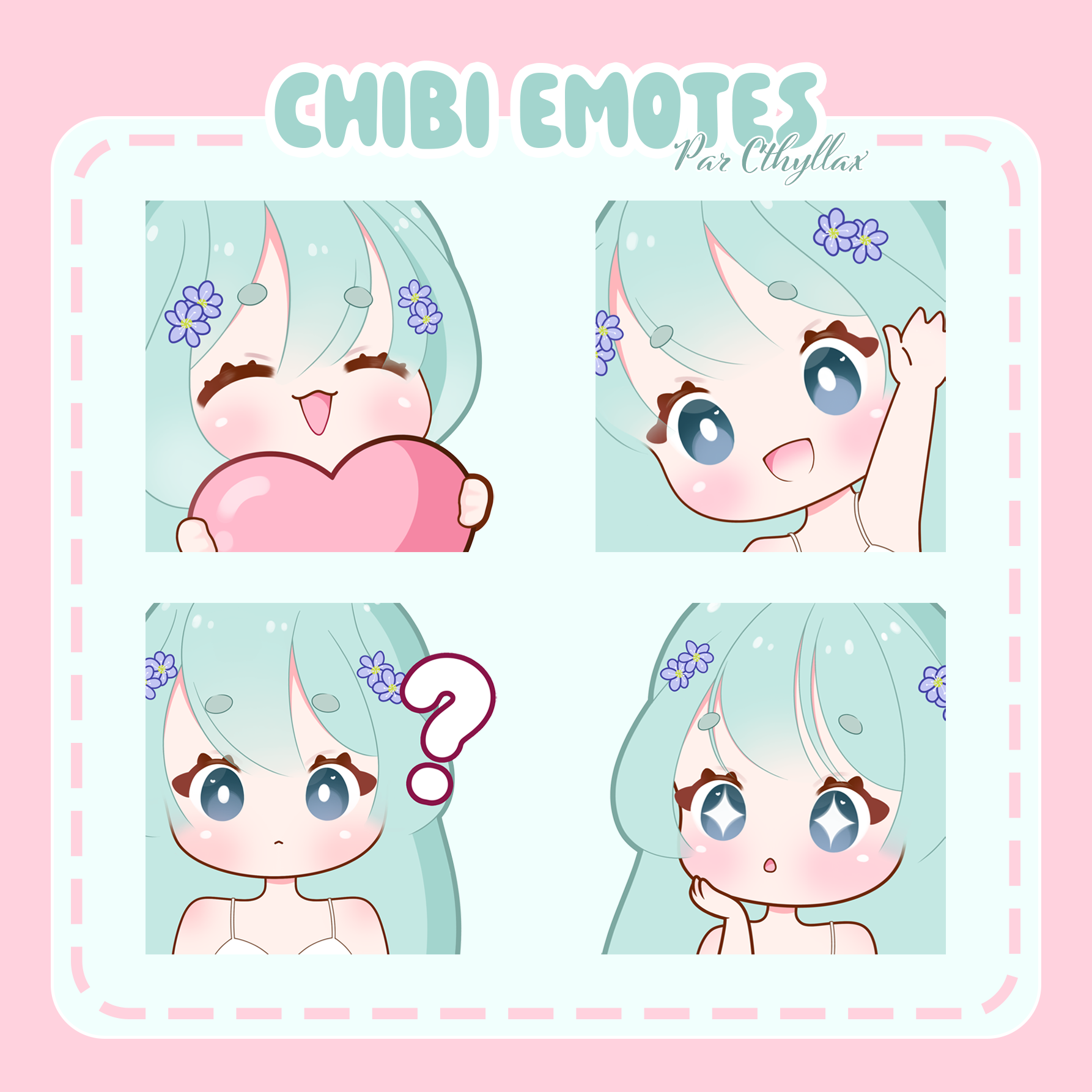 Illustrations Alyse - Original Character / Keychains - Planche d'Emotes par Cthyllax